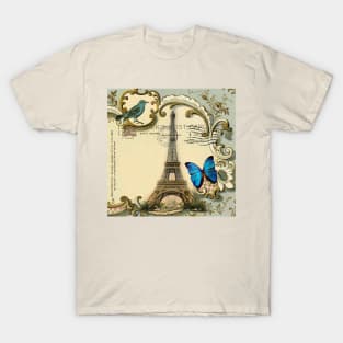 dark academia Wanderlust French Butterfly Paris Eiffel Tower T-Shirt